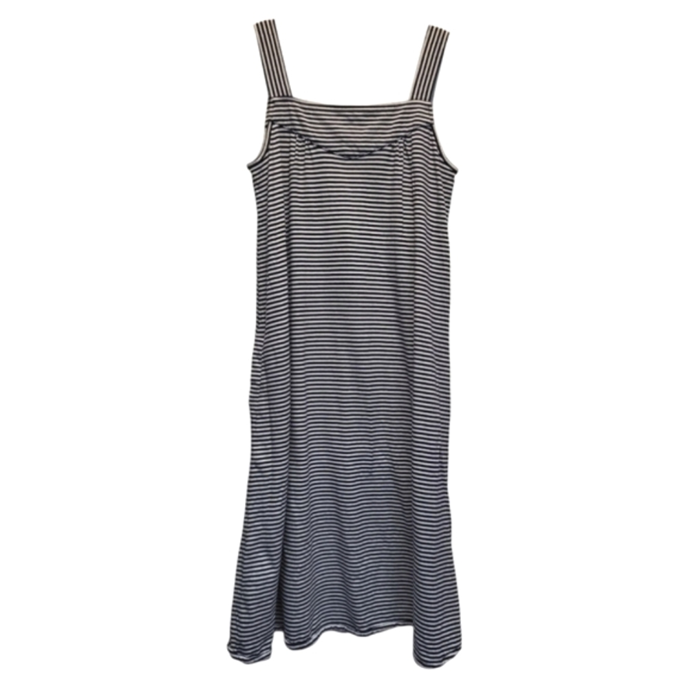 A.P.C. Blue Striped Sleeveless Square Neck Midi Sundress - Size S